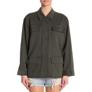 Good American Relaxed Fit Utility Jacket Olive Green Military Cargo Shacket